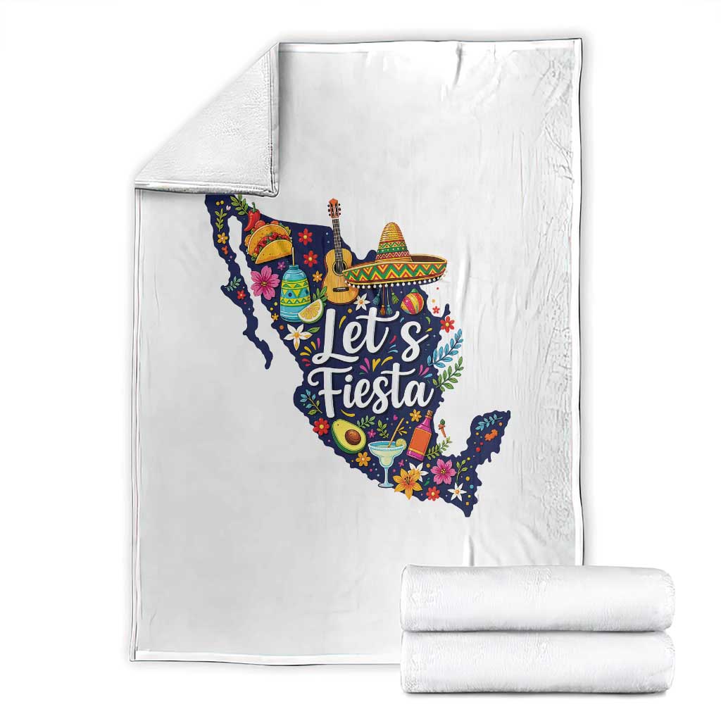 Cinco De Mayo Party Mexican Map Throw Blanket Lets Fiesta TS12 White Print Your Wear