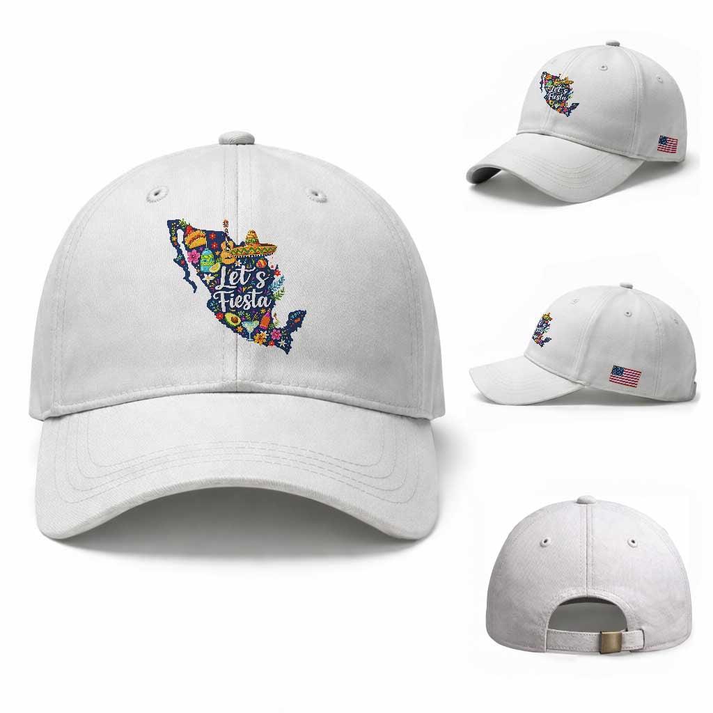 Cinco De Mayo Party Mexican Map Baseball Cap Lets Fiesta TS12 Baseball Cap Universal Fit White Print Your Wear