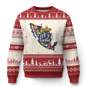 Cinco De Mayo Party Mexican Map Ugly Christmas Sweater Lets Fiesta TS12 Beige Red Print Your Wear