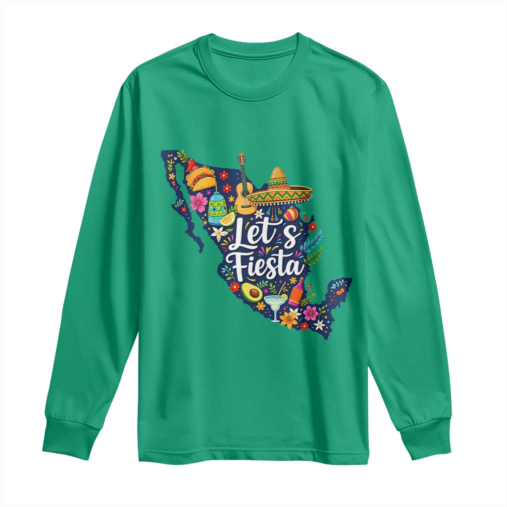 Cinco De Mayo Party Mexican Map Long Sleeve Shirt Lets Fiesta TS12 Irish Green Print Your Wear