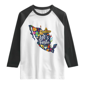 Cinco De Mayo Party Mexican Map Raglan Shirt Lets Fiesta TS12 White Black Print Your Wear
