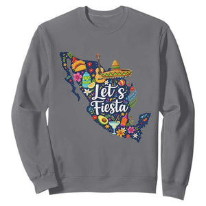 Cinco De Mayo Party Mexican Map Sweatshirt Lets Fiesta TS12 Charcoal Print Your Wear