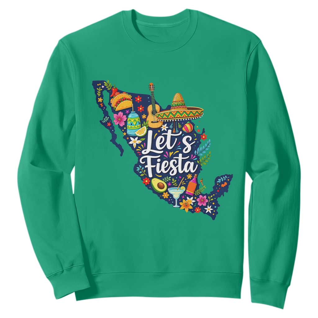 Cinco De Mayo Party Mexican Map Sweatshirt Lets Fiesta TS12 Irish Green Print Your Wear