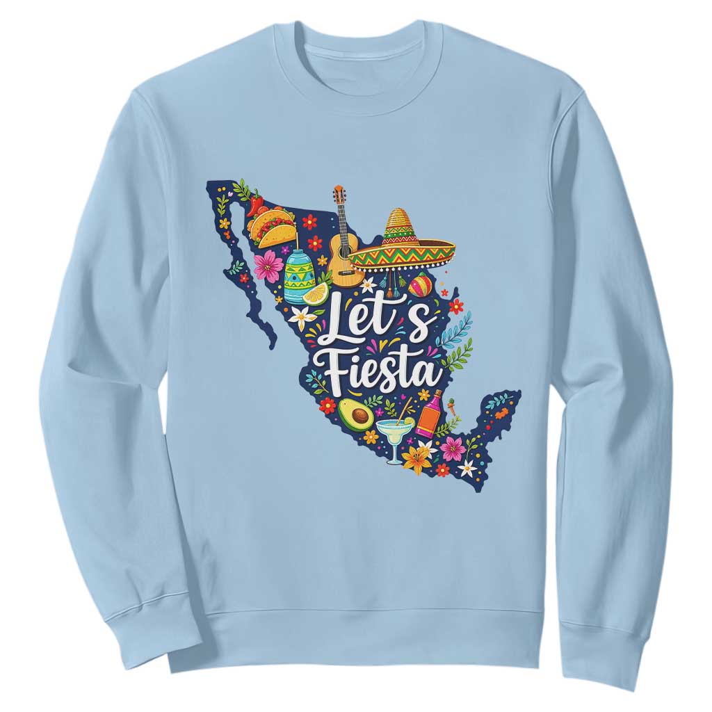 Cinco De Mayo Party Mexican Map Sweatshirt Lets Fiesta TS12 Light Blue Print Your Wear
