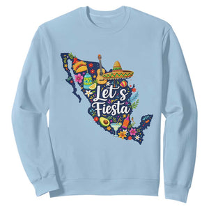 Cinco De Mayo Party Mexican Map Sweatshirt Lets Fiesta TS12 Light Blue Print Your Wear
