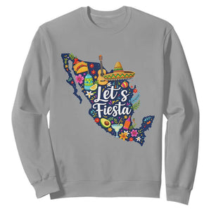 Cinco De Mayo Party Mexican Map Sweatshirt Lets Fiesta TS12 Sport Gray Print Your Wear