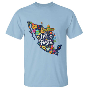 Cinco De Mayo Party Mexican Map T Shirt Lets Fiesta TS12 Light Blue Print Your Wear