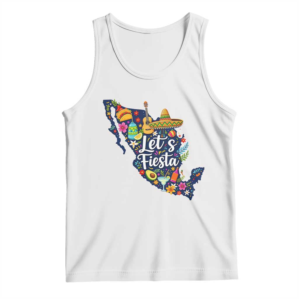Cinco De Mayo Party Mexican Map Tank Top Lets Fiesta TS12 White Print Your Wear