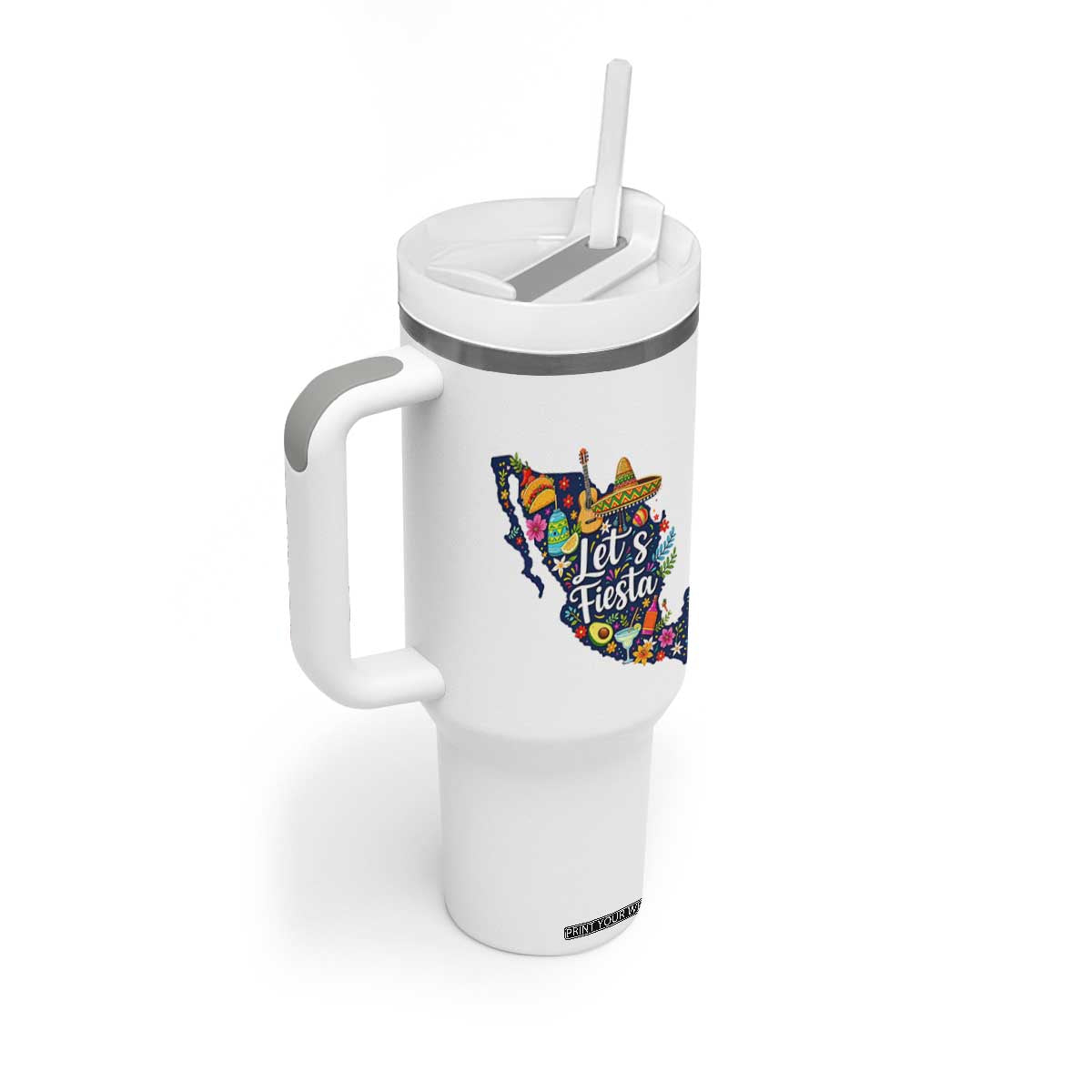 Cinco De Mayo Party Mexican Map Tumbler With Handle Lets Fiesta TS12 Print Your Wear