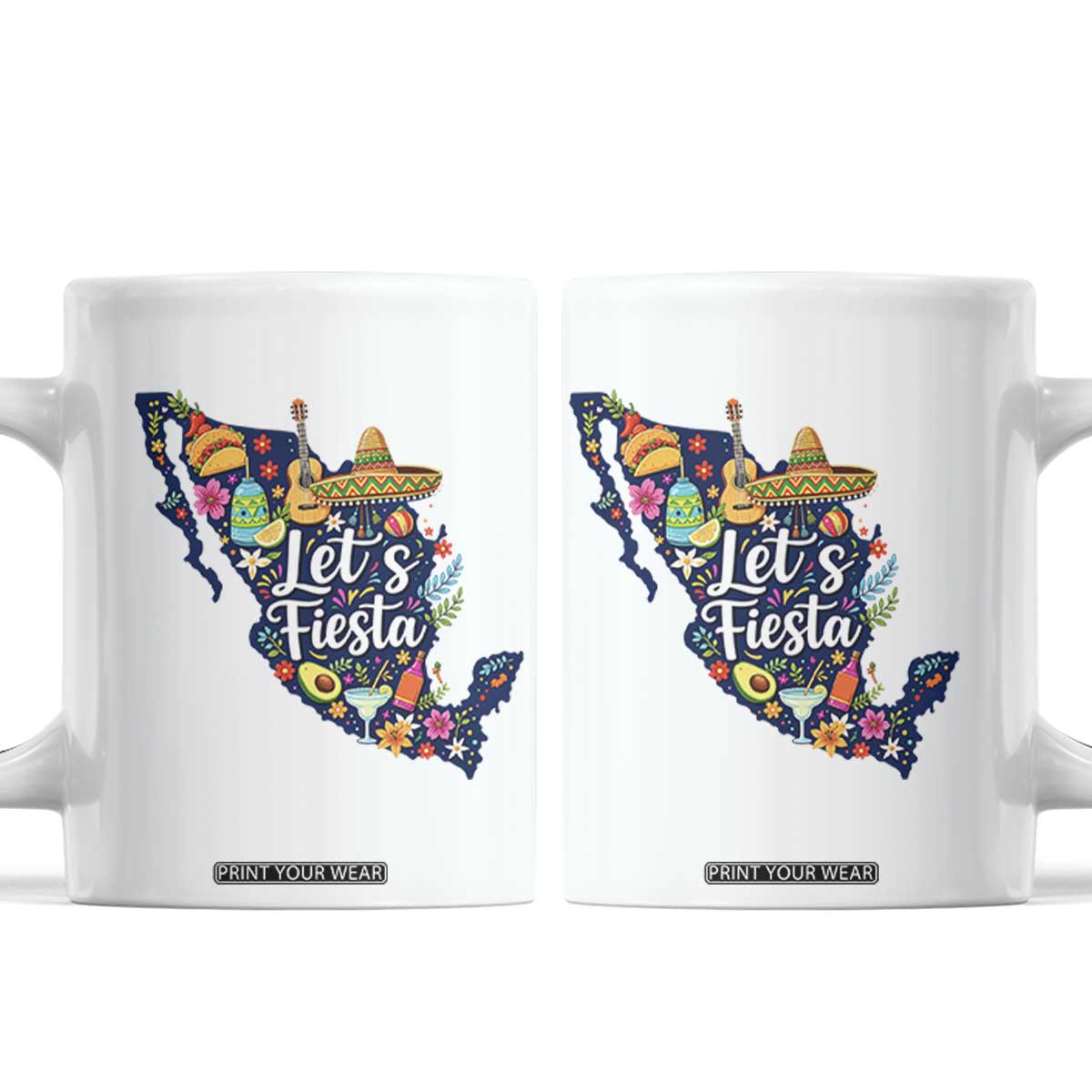 Cinco De Mayo Party Mexican Map Coffee Mug Lets Fiesta TS12 White Print Your Wear