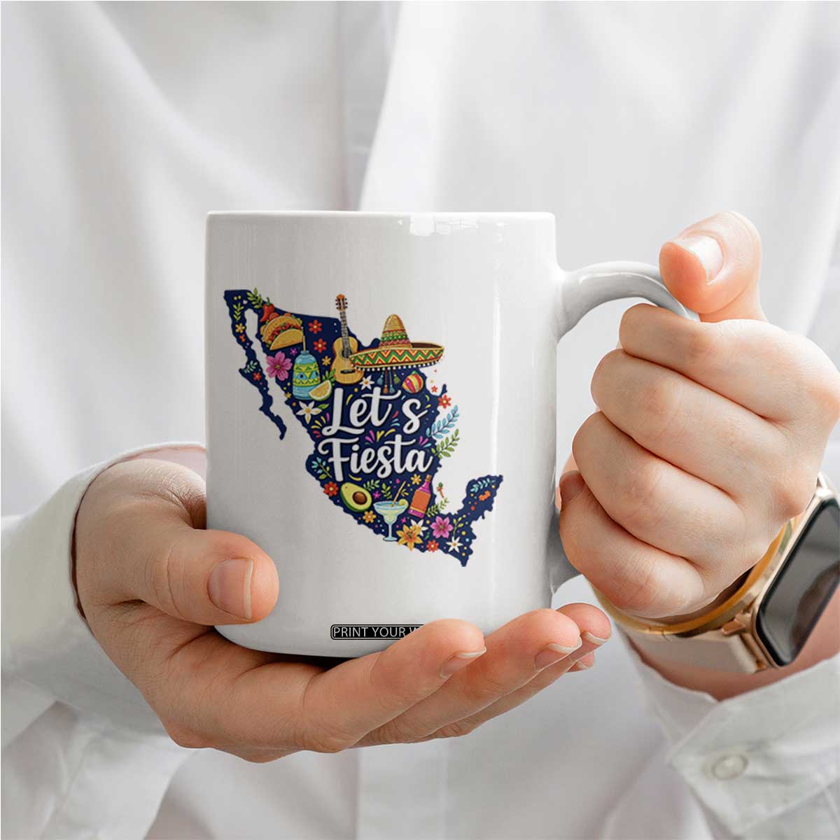 Cinco De Mayo Party Mexican Map Coffee Mug Lets Fiesta TS12 Print Your Wear