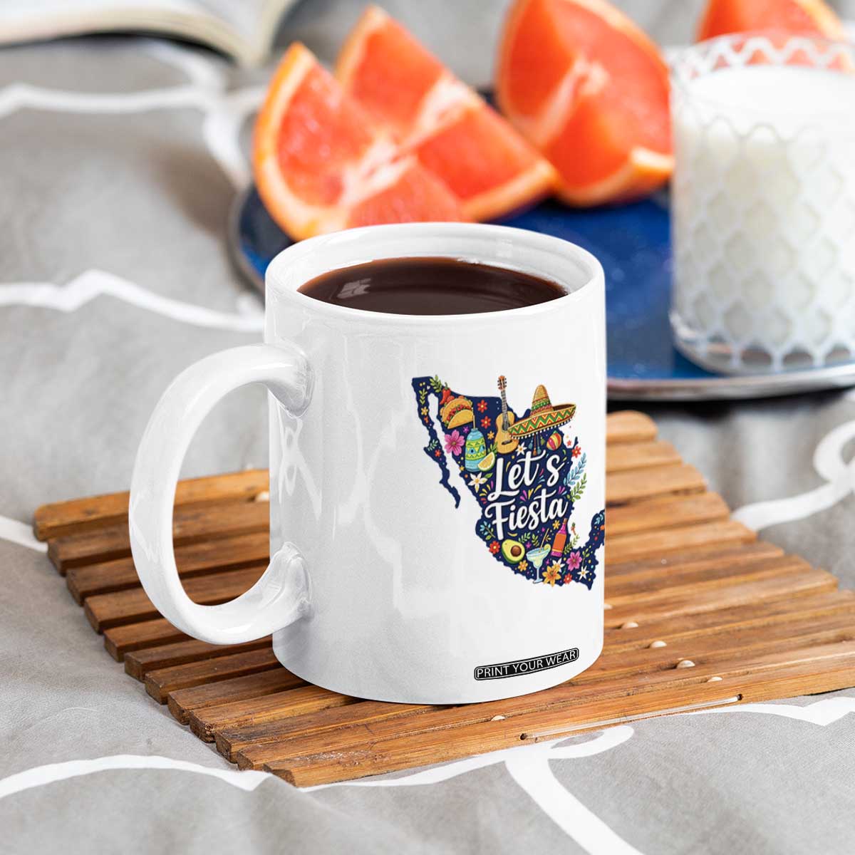 Cinco De Mayo Party Mexican Map Coffee Mug Lets Fiesta TS12 Print Your Wear
