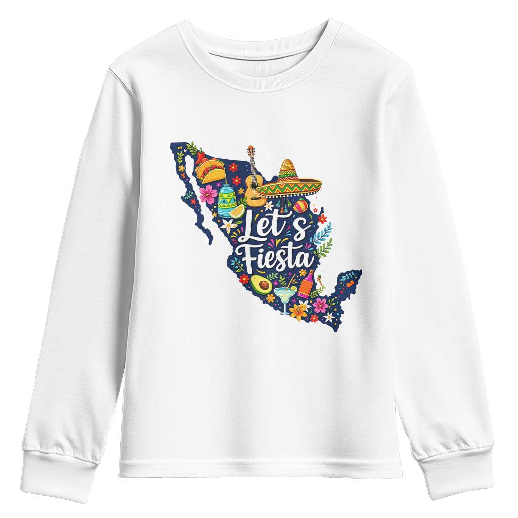 Cinco De Mayo Party Mexican Map Youth Sweatshirt Lets Fiesta TS12 White Print Your Wear