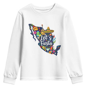 Cinco De Mayo Party Mexican Map Youth Sweatshirt Lets Fiesta TS12 White Print Your Wear
