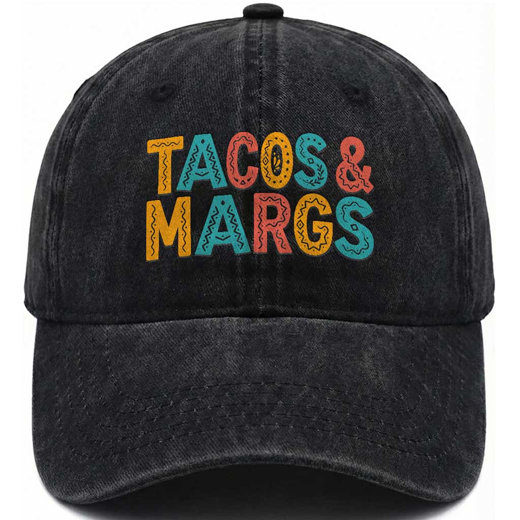 Tacos And Margaritas Lover Washed Cotton Baseball Cap Cinco De Mayo Fiesta TS12 Print Your Wear