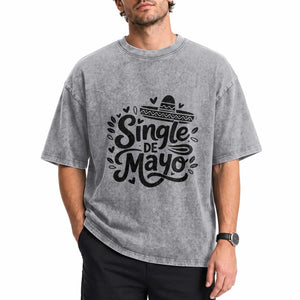 Funny Mexican Party Gift Washed Cotton T-Shirt Single De Mayo Squad