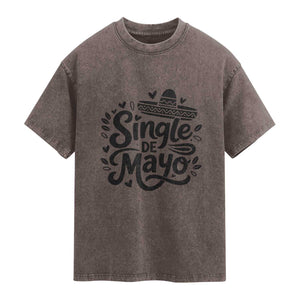 Funny Mexican Party Gift Washed Cotton T-Shirt Single De Mayo Squad