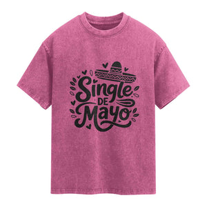 Funny Mexican Party Gift Washed Cotton T-Shirt Single De Mayo Squad