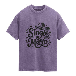 Funny Mexican Party Gift Washed Cotton T-Shirt Single De Mayo Squad