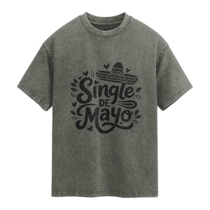 Funny Mexican Party Gift Washed Cotton T-Shirt Single De Mayo Squad