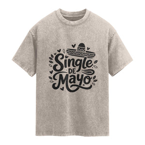 Funny Mexican Party Gift Washed Cotton T-Shirt Single De Mayo Squad