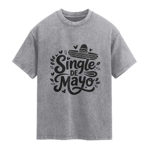 Funny Mexican Party Gift Washed Cotton T-Shirt Single De Mayo Squad