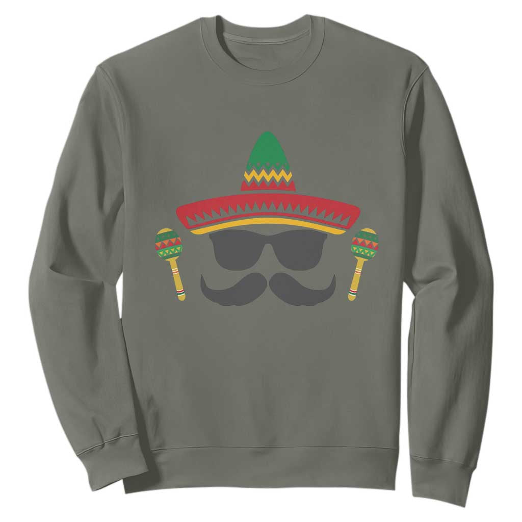 Funny Cinco De Mayo Maracas Characte Sweatshirt Fiesta Party Gift TS12 Military Green Print Your Wear
