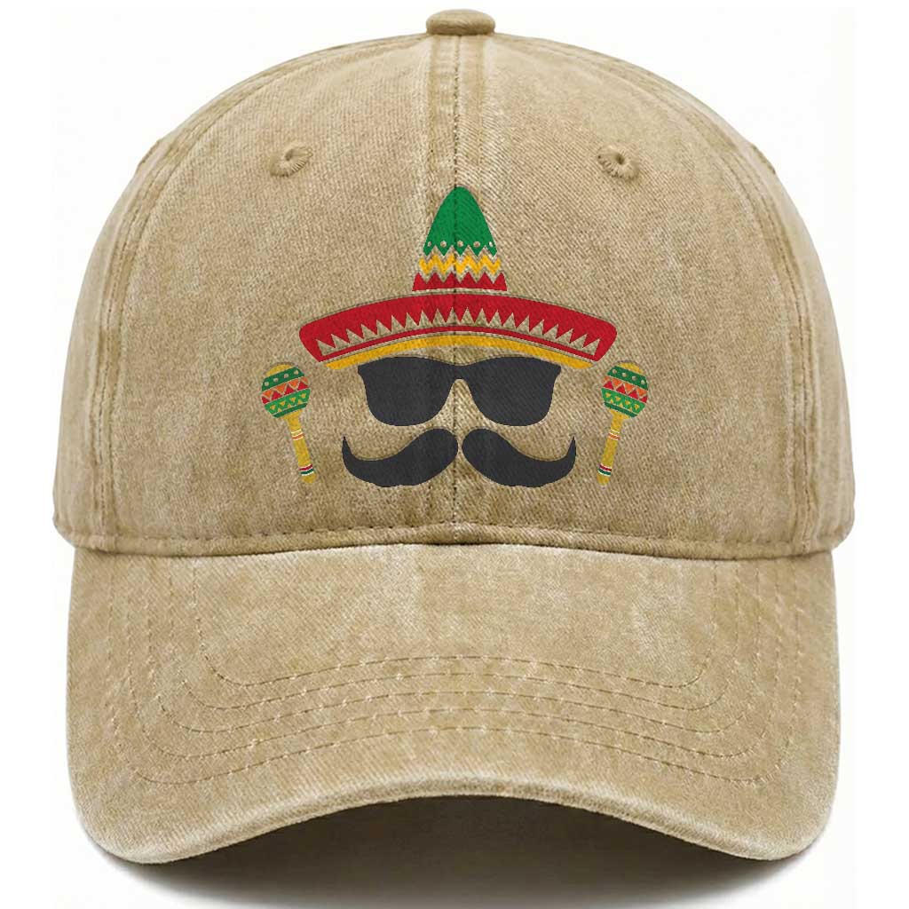 Funny Cinco De Mayo Maracas Characte Washed Cotton Baseball Cap Fiesta Party Gift TS12 Print Your Wear