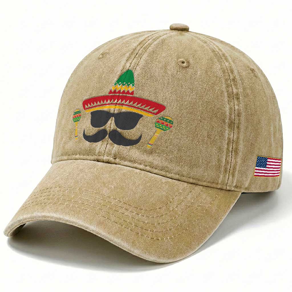 Funny Cinco De Mayo Maracas Characte Washed Cotton Baseball Cap Fiesta Party Gift TS12 Print Your Wear
