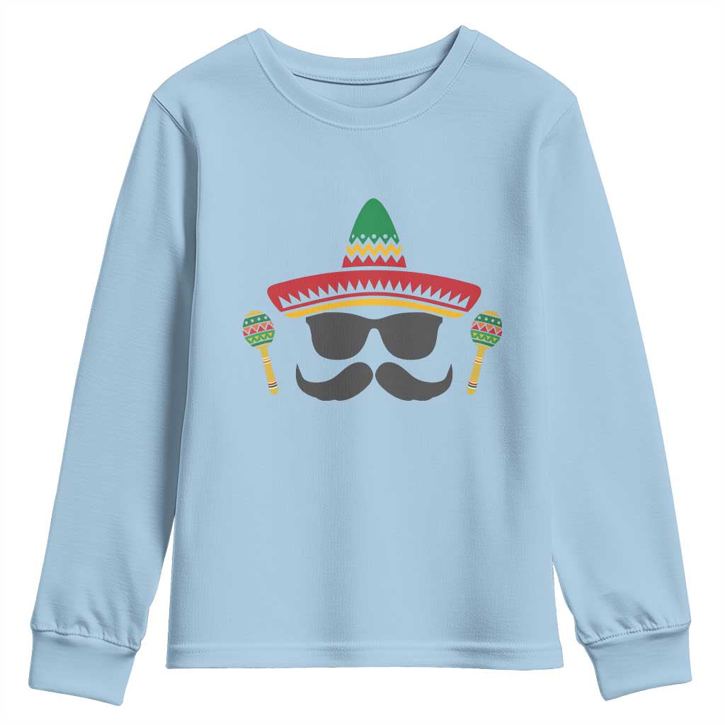 Funny Cinco De Mayo Maracas Characte Youth Sweatshirt Fiesta Party Gift TS12 Light Blue Print Your Wear