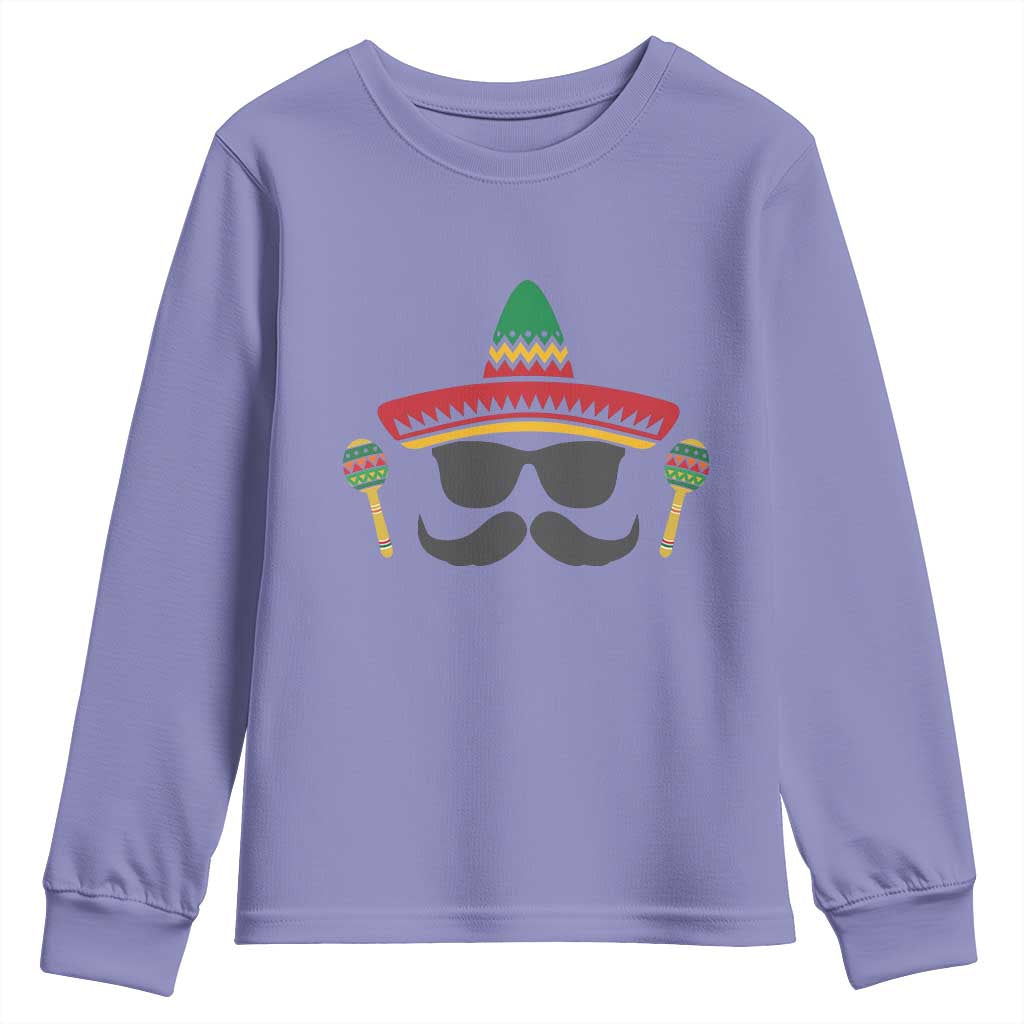 Funny Cinco De Mayo Maracas Characte Youth Sweatshirt Fiesta Party Gift TS12 Violet Print Your Wear
