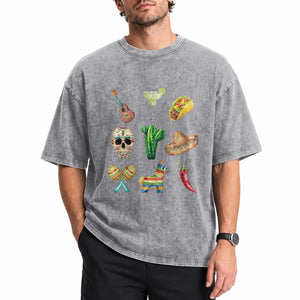 Cinco De Mayo Washed Cotton T-Shirt Mexican Fiesta Party Celebration