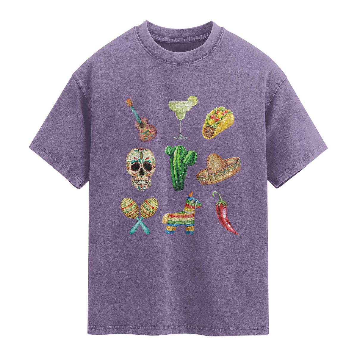 Cinco De Mayo Washed Cotton T-Shirt Mexican Fiesta Party Celebration