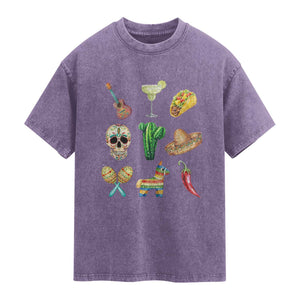 Cinco De Mayo Washed Cotton T-Shirt Mexican Fiesta Party Celebration