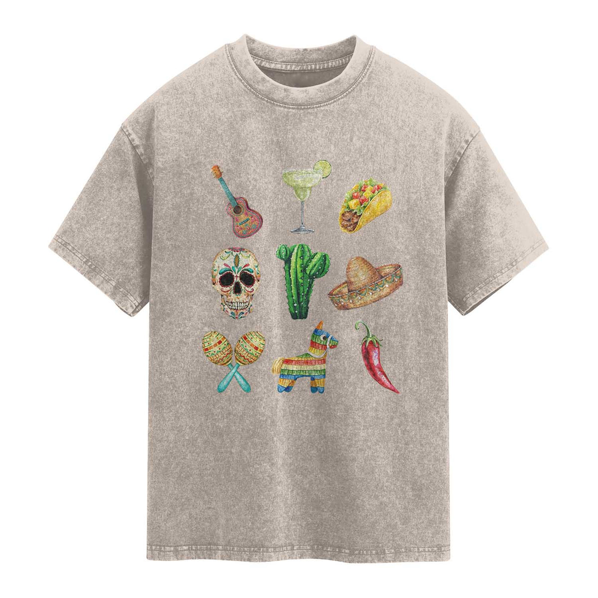 Cinco De Mayo Washed Cotton T-Shirt Mexican Fiesta Party Celebration