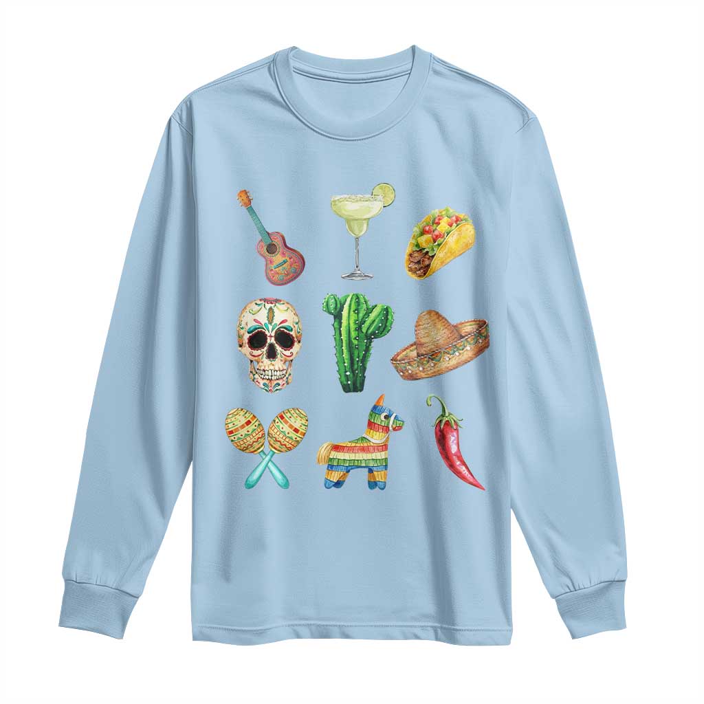 Cinco De Mayo Long Sleeve Shirt Mexican Fiesta Party Celebration TS12 Light Blue Print Your Wear