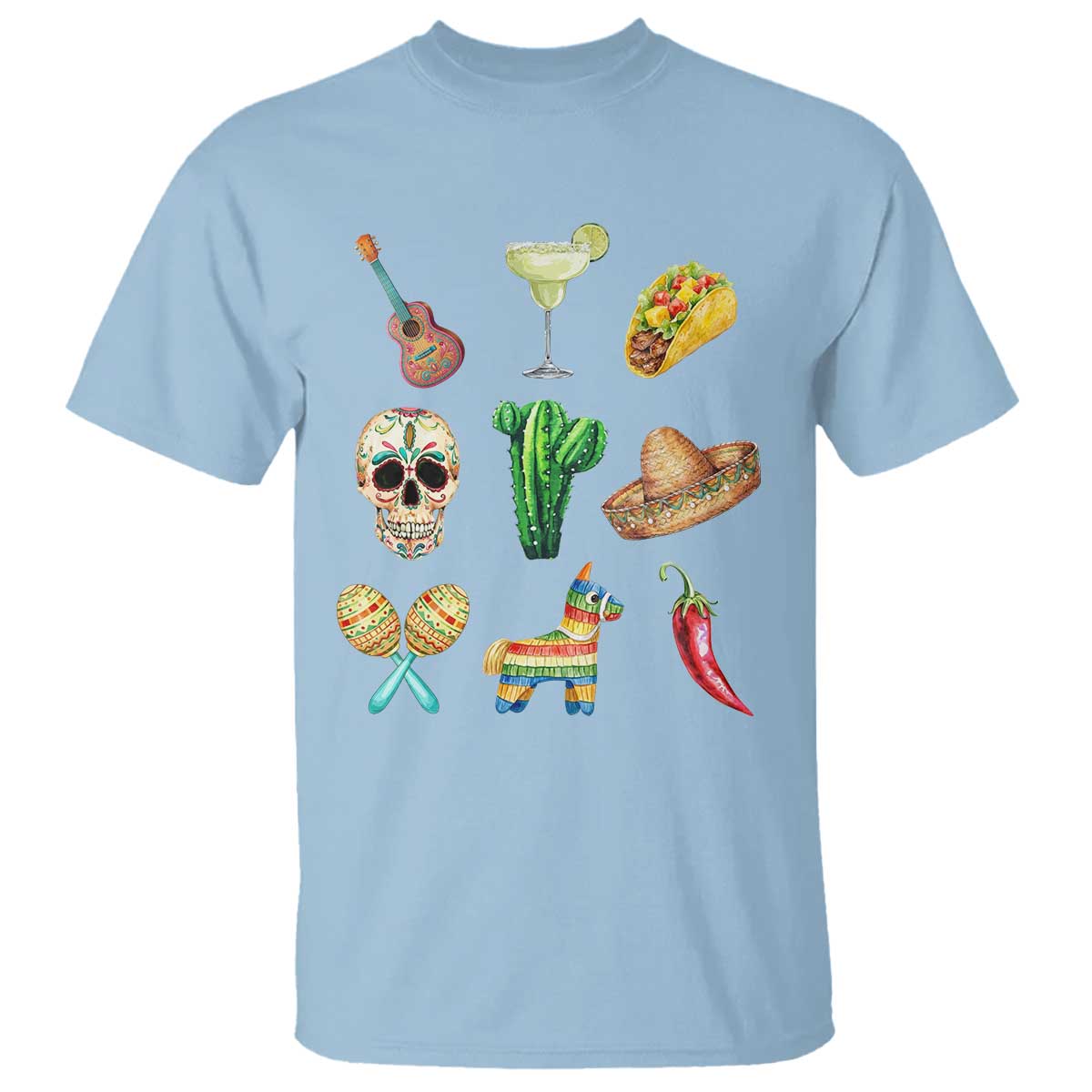 Cinco De Mayo T Shirt Mexican Fiesta Party Celebration TS12 Light Blue Print Your Wear