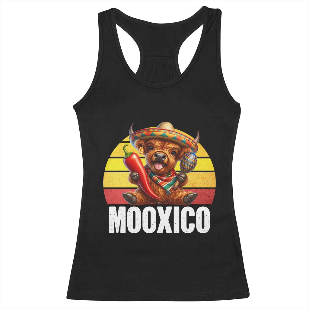 Funny Highland Cow MooXico Racerback Tank Top Cinco De Mayo Fiesta Party TS12 Black Print Your Wear
