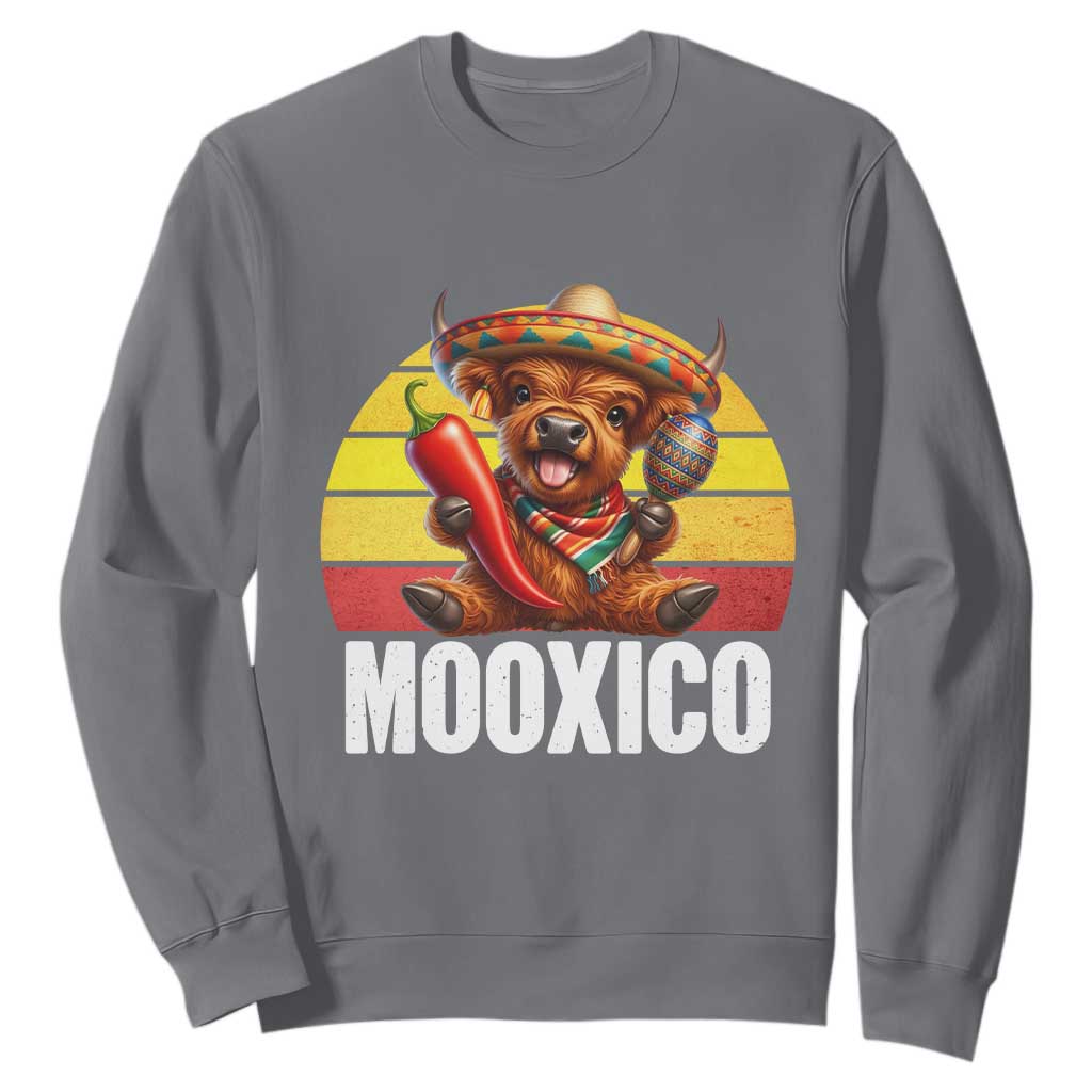 Funny Highland Cow MooXico Sweatshirt Cinco De Mayo Fiesta Party TS12 Charcoal Print Your Wear