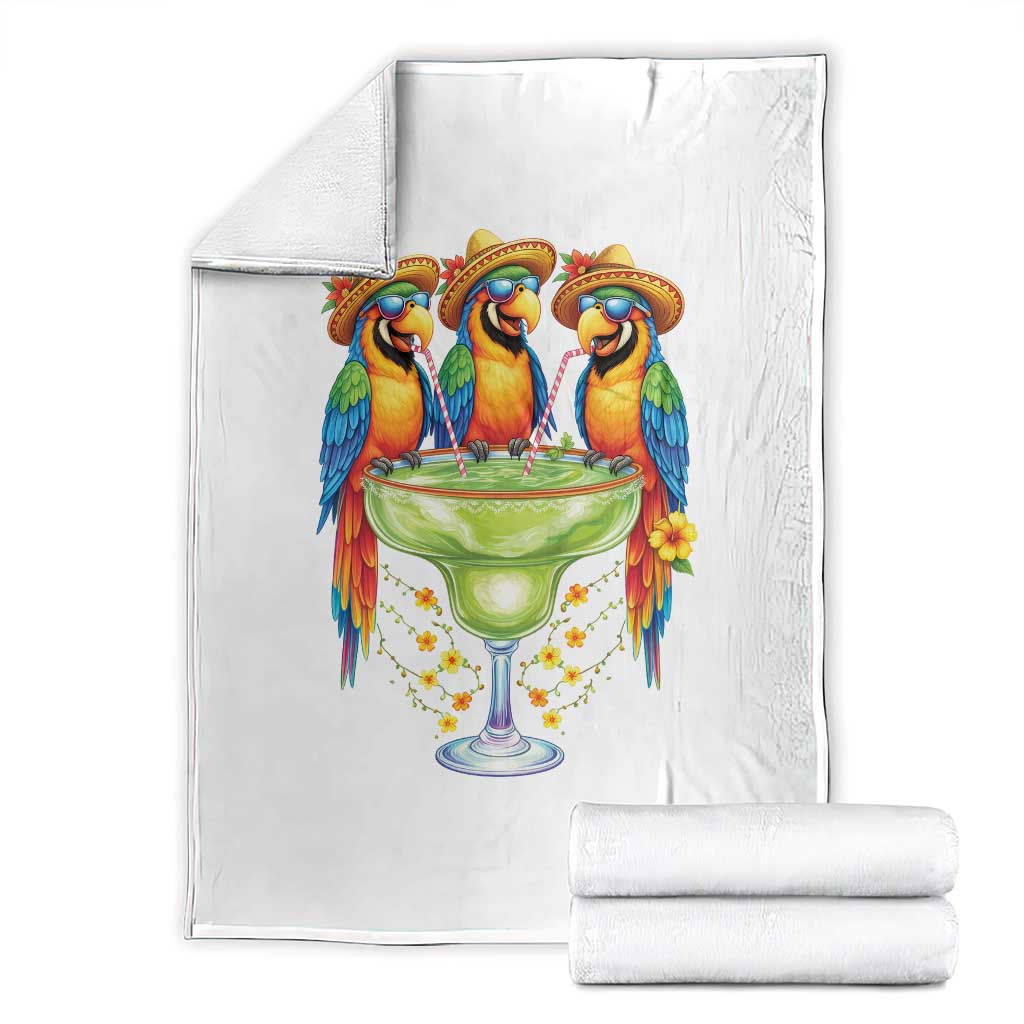 Cinco De Mayo Summer Party Throw Blanket Funny Parrots Drinking Margaritas TS12 White Print Your Wear