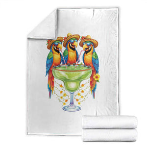 Cinco De Mayo Summer Party Throw Blanket Funny Parrots Drinking Margaritas TS12 White Print Your Wear