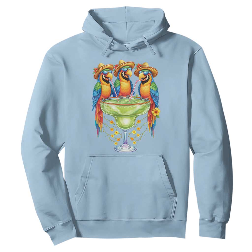 Cinco De Mayo Summer Party Hoodie Funny Parrots Drinking Margaritas TS12 Light Blue Print Your Wear