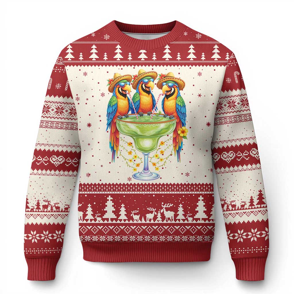 Cinco De Mayo Summer Party Ugly Christmas Sweater Funny Parrots Drinking Margaritas TS12 Beige Red Print Your Wear