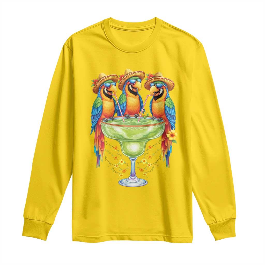 Cinco De Mayo Summer Party Long Sleeve Shirt Funny Parrots Drinking Margaritas TS12 Daisy Print Your Wear