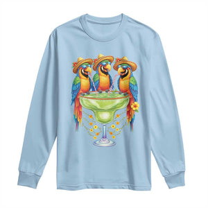 Cinco De Mayo Summer Party Long Sleeve Shirt Funny Parrots Drinking Margaritas TS12 Light Blue Print Your Wear