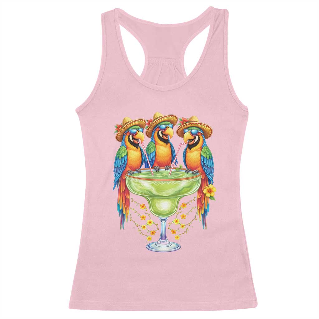 Cinco De Mayo Summer Party Racerback Tank Top Funny Parrots Drinking Margaritas TS12 Light Pink Print Your Wear