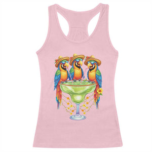 Cinco De Mayo Summer Party Racerback Tank Top Funny Parrots Drinking Margaritas TS12 Light Pink Print Your Wear