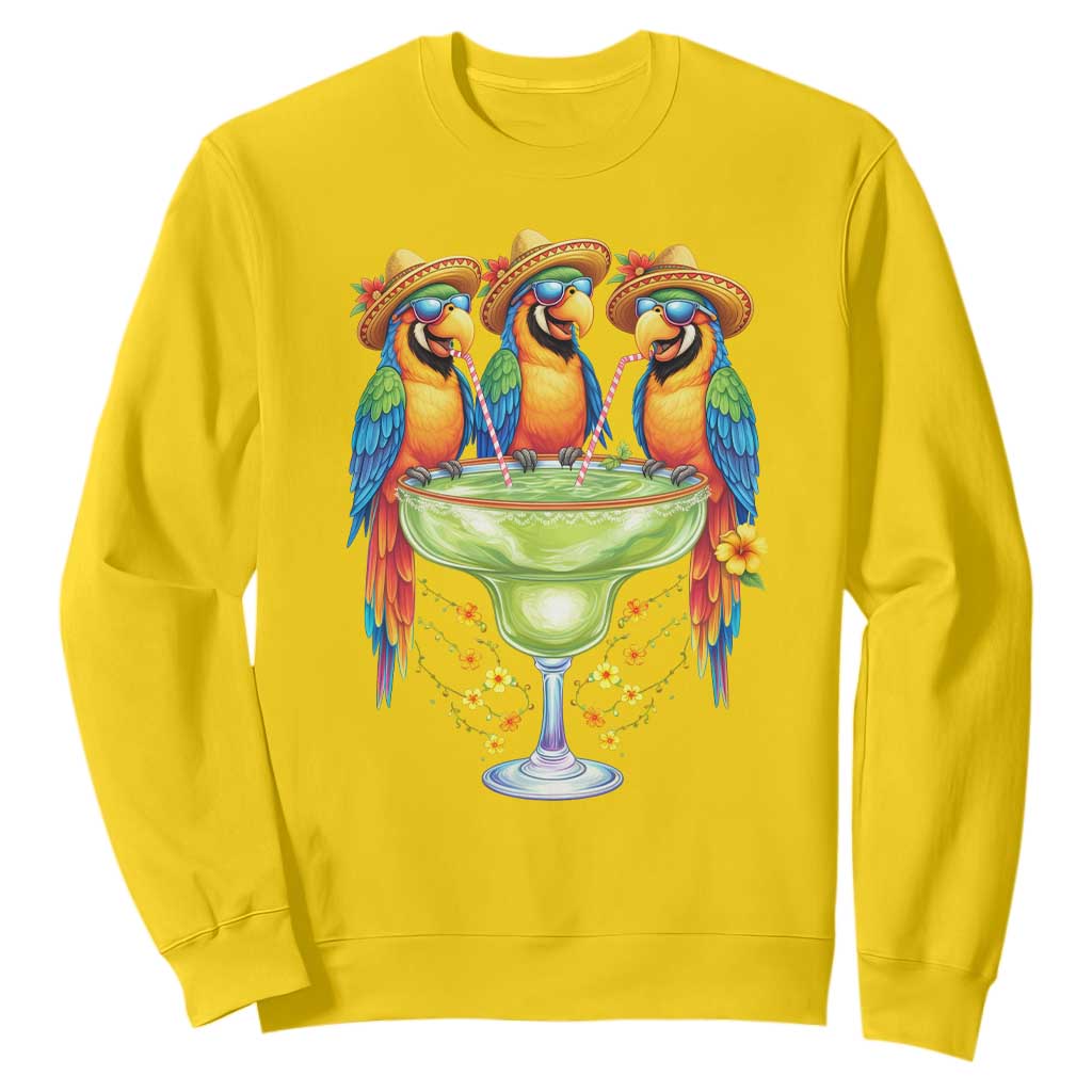 Cinco De Mayo Summer Party Sweatshirt Funny Parrots Drinking Margaritas TS12 Daisy Print Your Wear