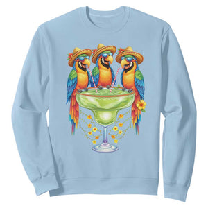 Cinco De Mayo Summer Party Sweatshirt Funny Parrots Drinking Margaritas TS12 Light Blue Print Your Wear