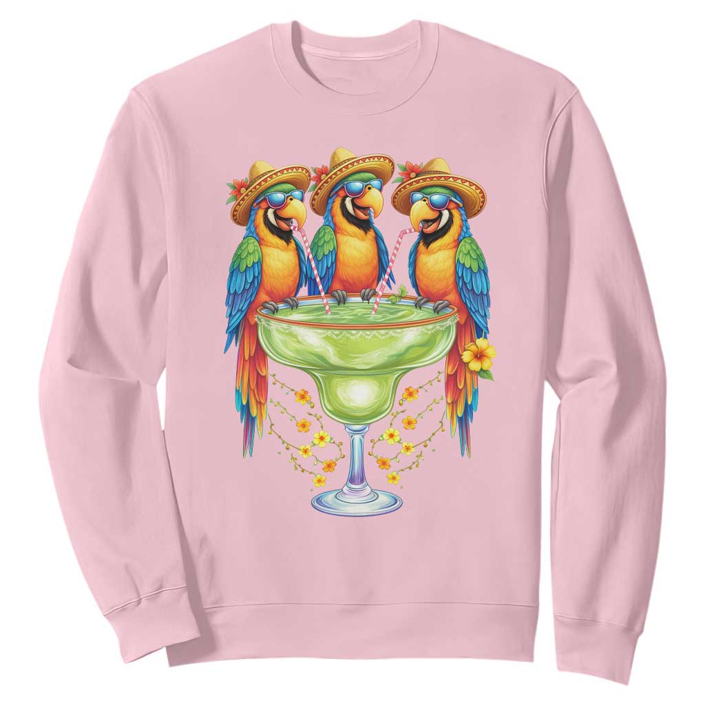 Cinco De Mayo Summer Party Sweatshirt Funny Parrots Drinking Margaritas TS12 Light Pink Print Your Wear